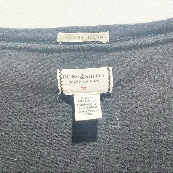 RALPH LAUREN DENIM & SUPPLY Women’s Black Boyfriend V-Neck Eagle Graphic Tee M - Picture 4 of 5